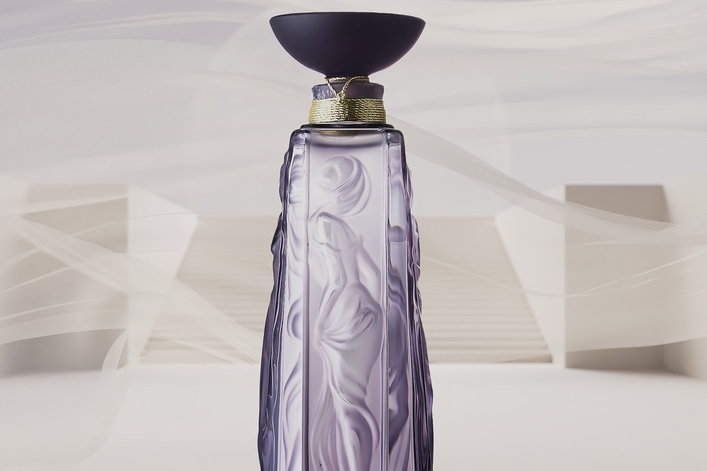 ◇ LALIQUE ラリック◇クリスタル置物 トンボ クリアパープル