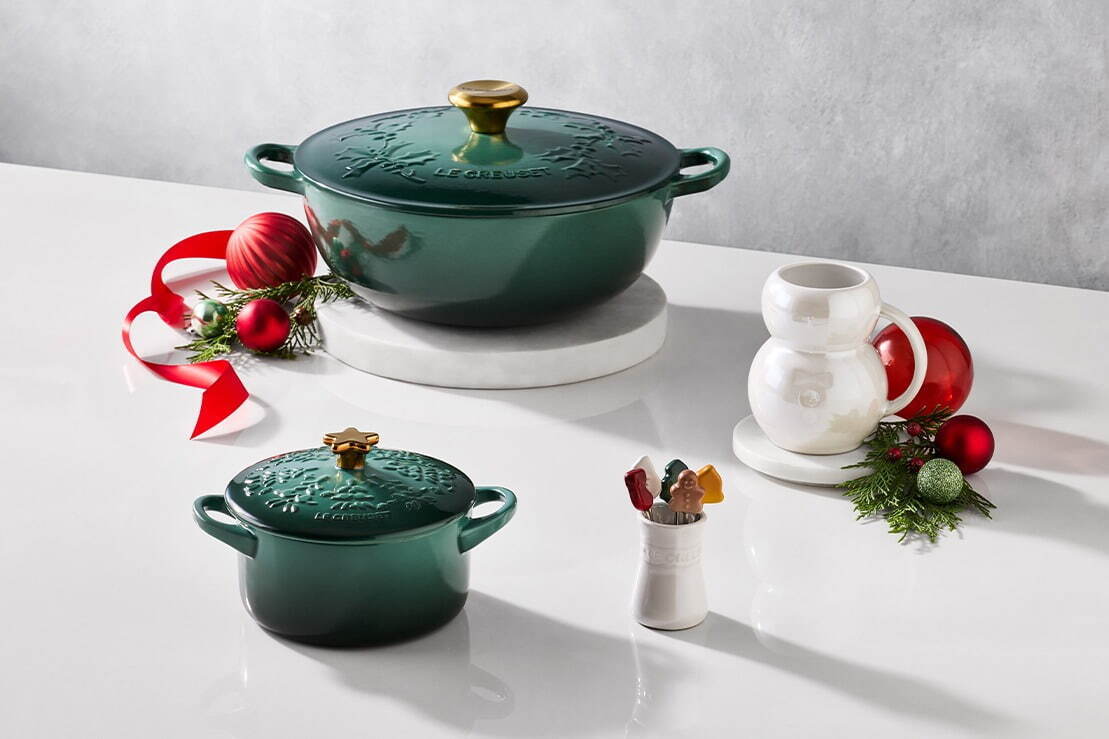 ル・クルーゼより“モミの木カラー”のクリスマス限定ホーロー鍋