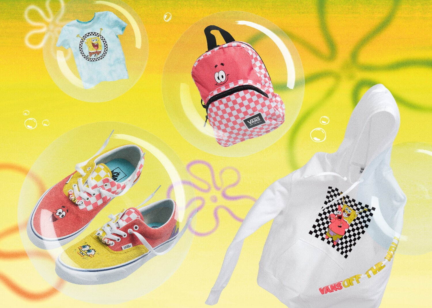VANS×「スポンジ・ボブ」、ボブ＆ゲイリーを描いたスニーカーや