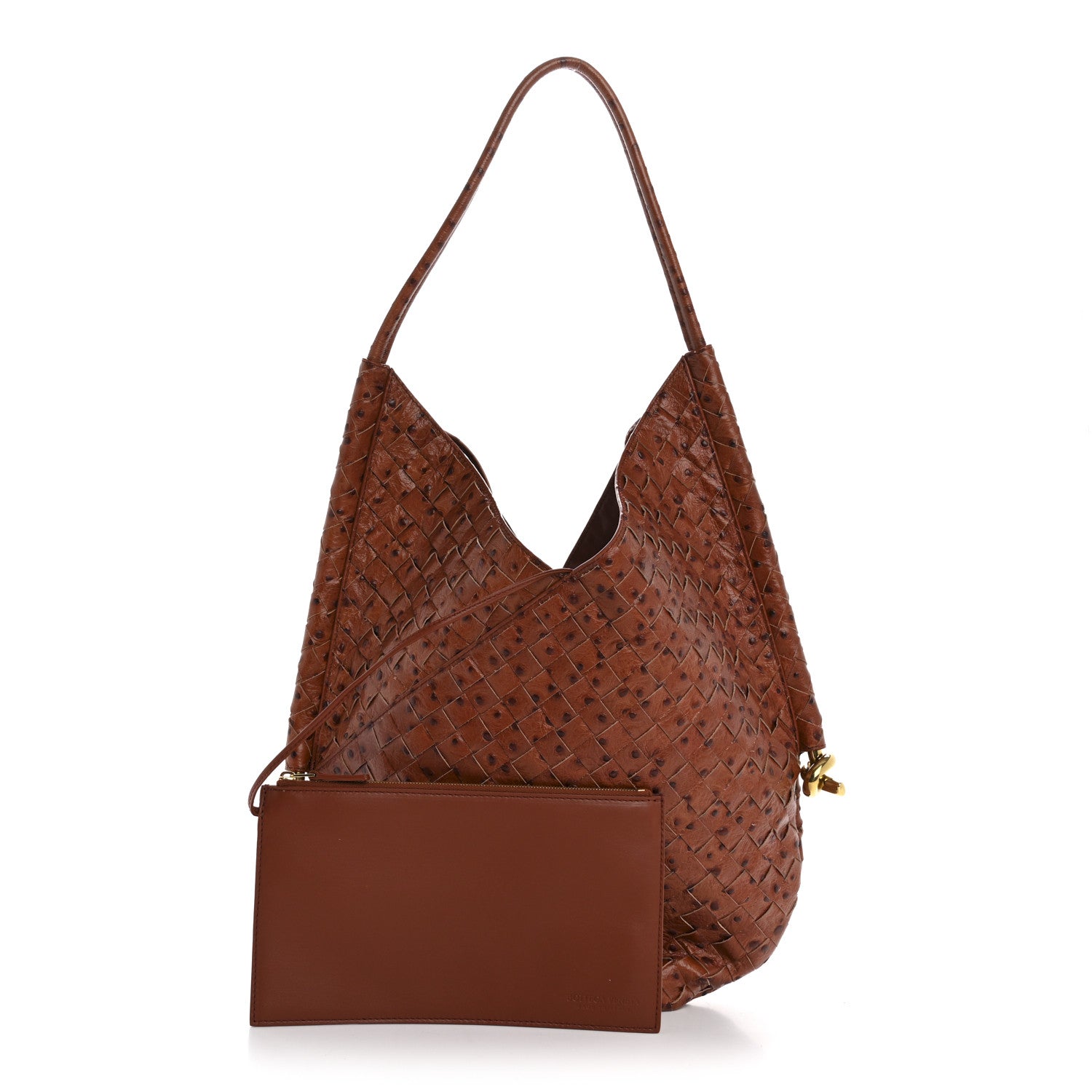 Bottega Veneta Nappa Ostrich Embossed Intrecciato Medium Solstice