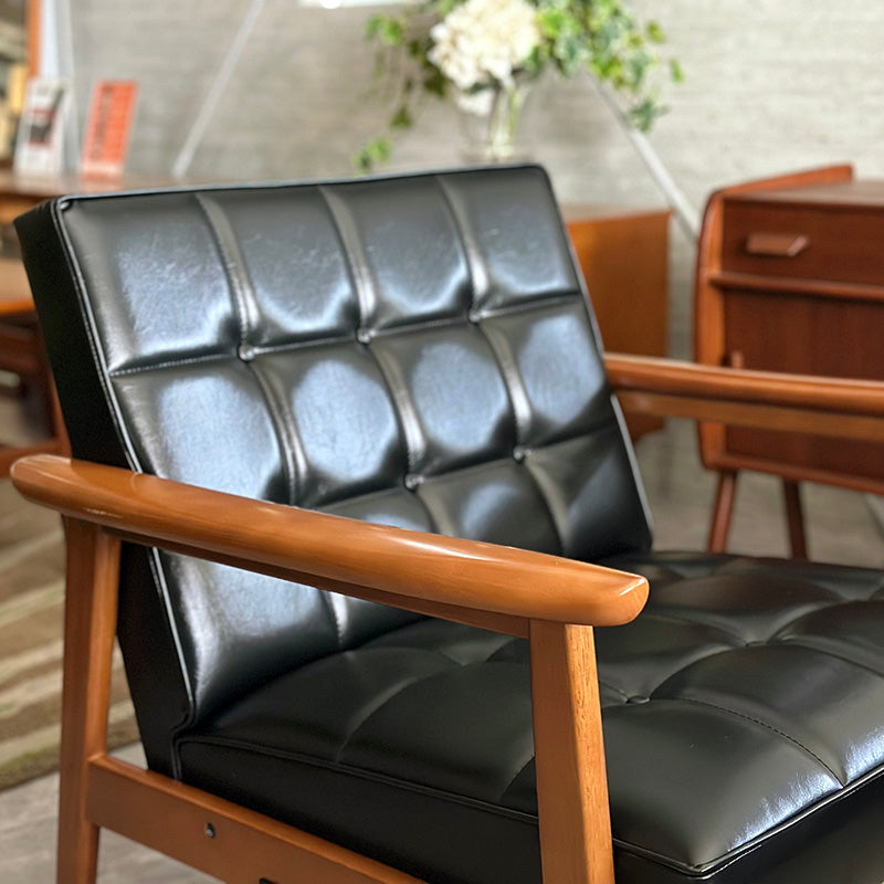 カリモクKチェア 1シーター ws1150BW 1人掛けソファ 黒 1998年製 K