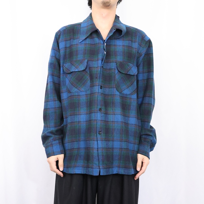 70s 70年代 ペンドルトン アメリカ製 ウールシャツ ループカラー 長袖