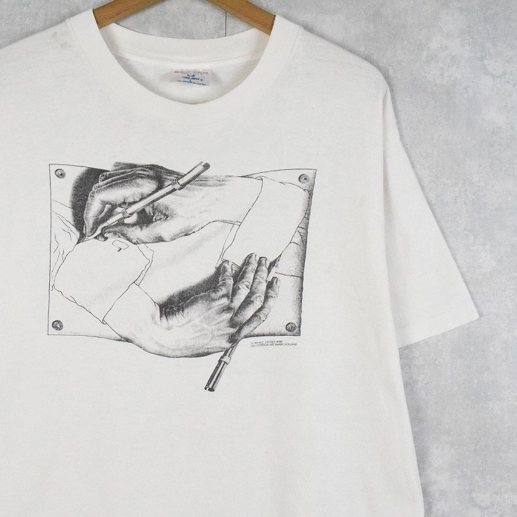 90年代 90s アメリカ製 エッシャー 版画 白 ホワイト 画家