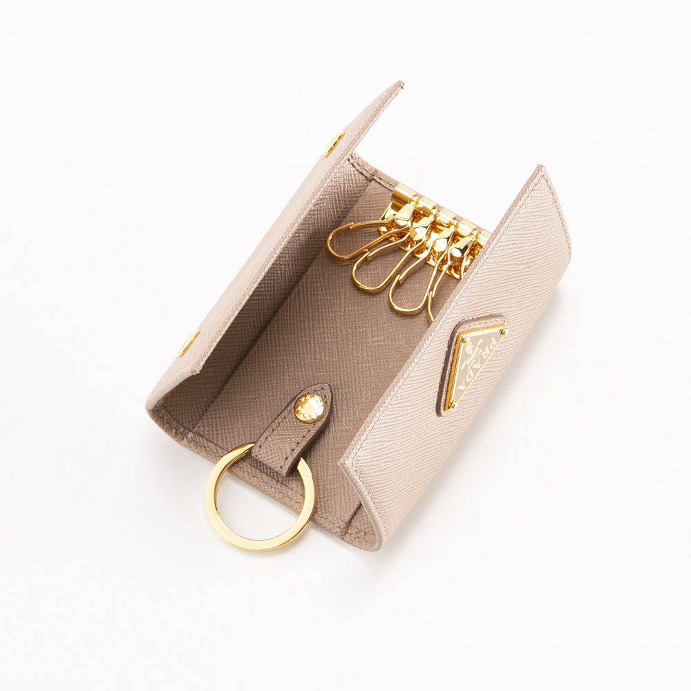 プラダ PRADA SAFFIANO TRIANGOLO 4連キーケース キーリング付き