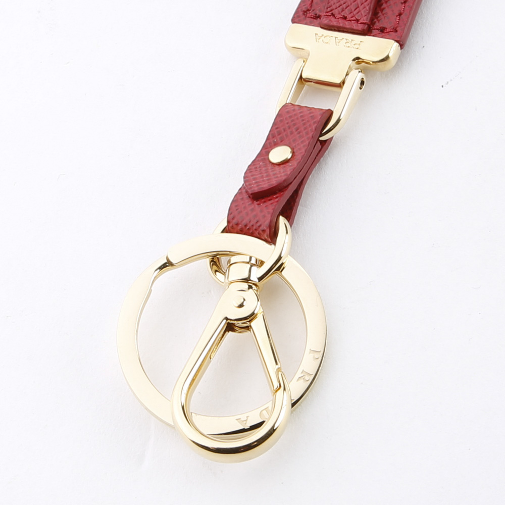 WEB限定価格】プラダ PRADA キーリング SAFFIANO 金具ロゴ/FUOCO