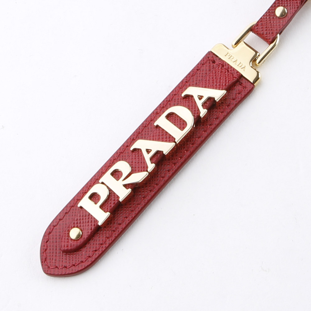 WEB限定価格】プラダ PRADA キーリング SAFFIANO 金具ロゴ/FUOCO
