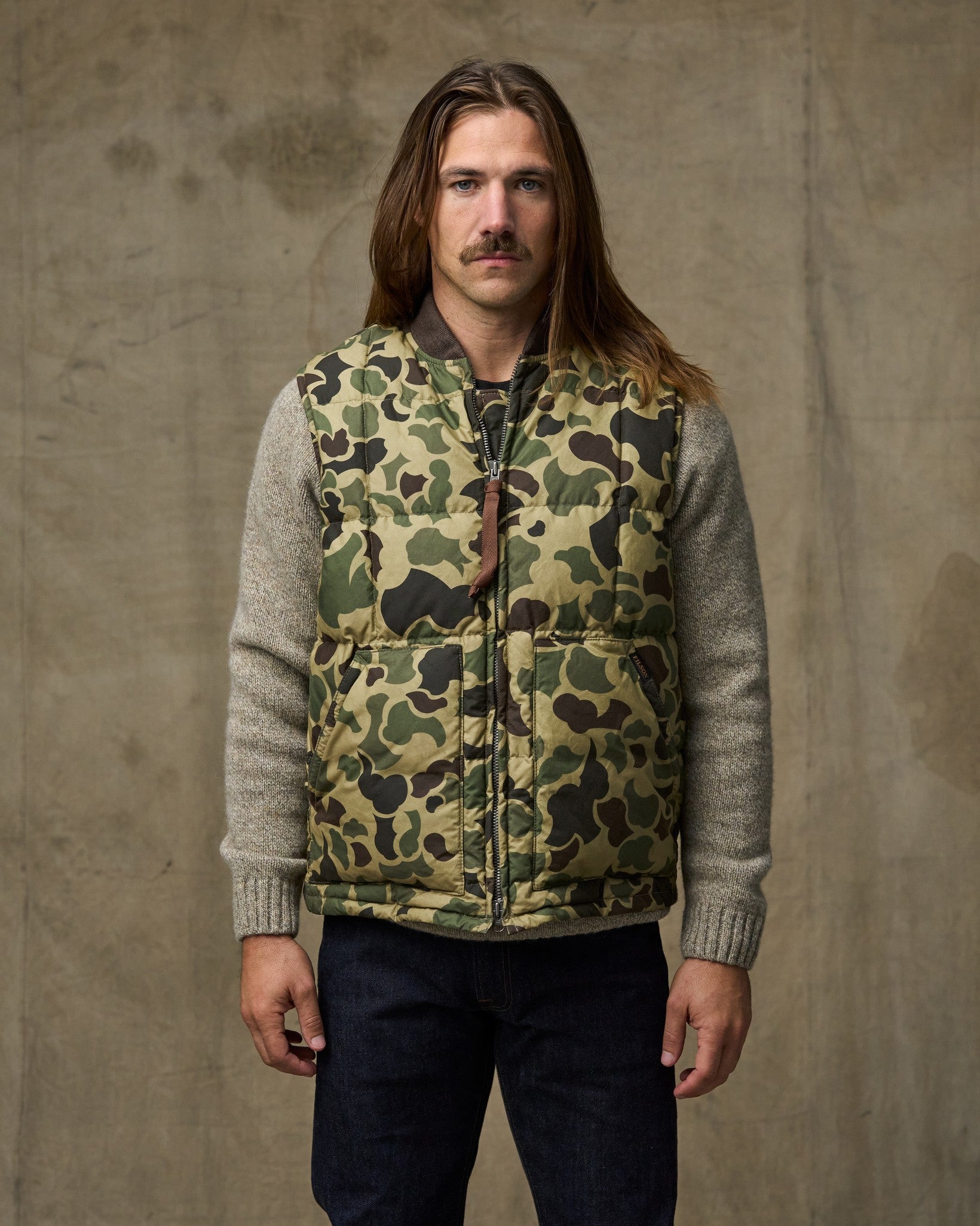Waxed Down Vest - Tundra Shrub Camo | Filson