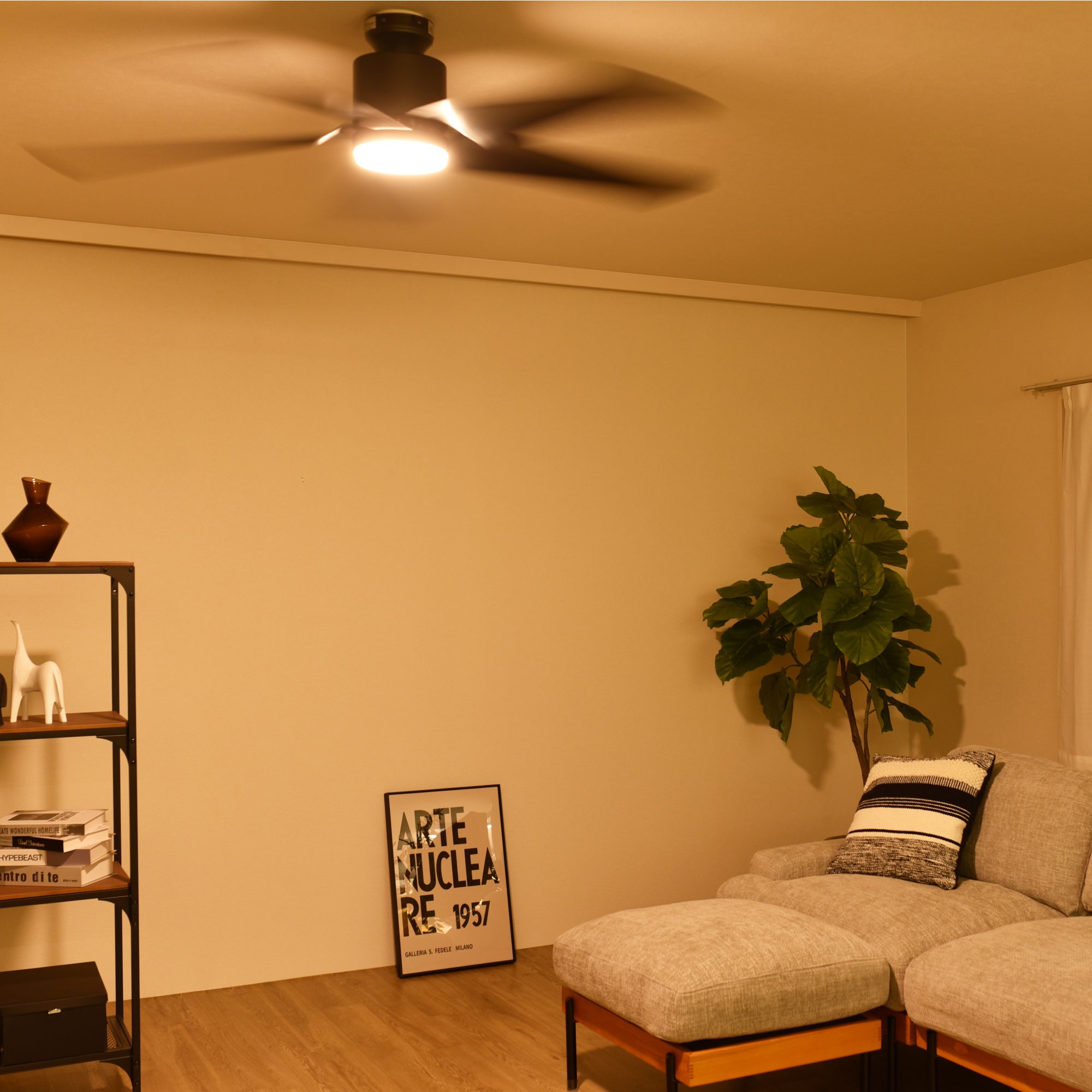 あす着] シーリングファンライト 傾斜天井対応 リモコン付 DCモーター