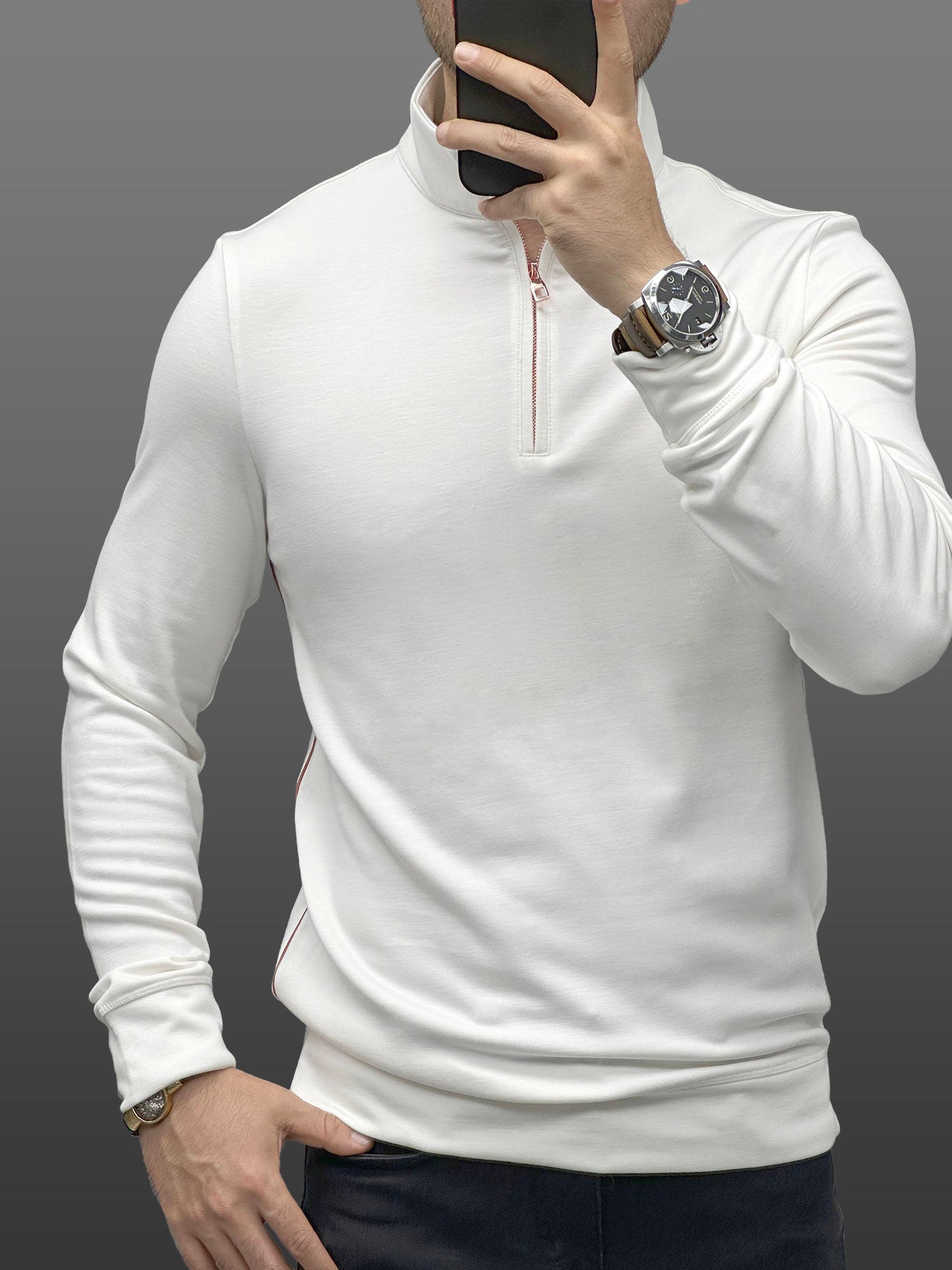 Fioboc Men's Comfy Quarter Zip Mock Neck Sweatshirt Mens Turtleneck