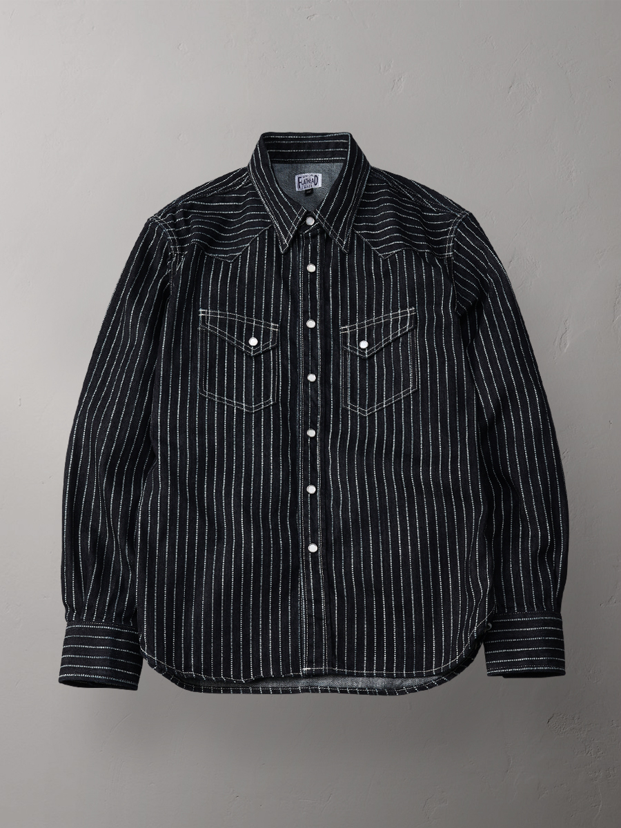 10oz デニム ウォバッシュ ウエスタンシャツ FN-SDW-701L | THE FLAT HEAD