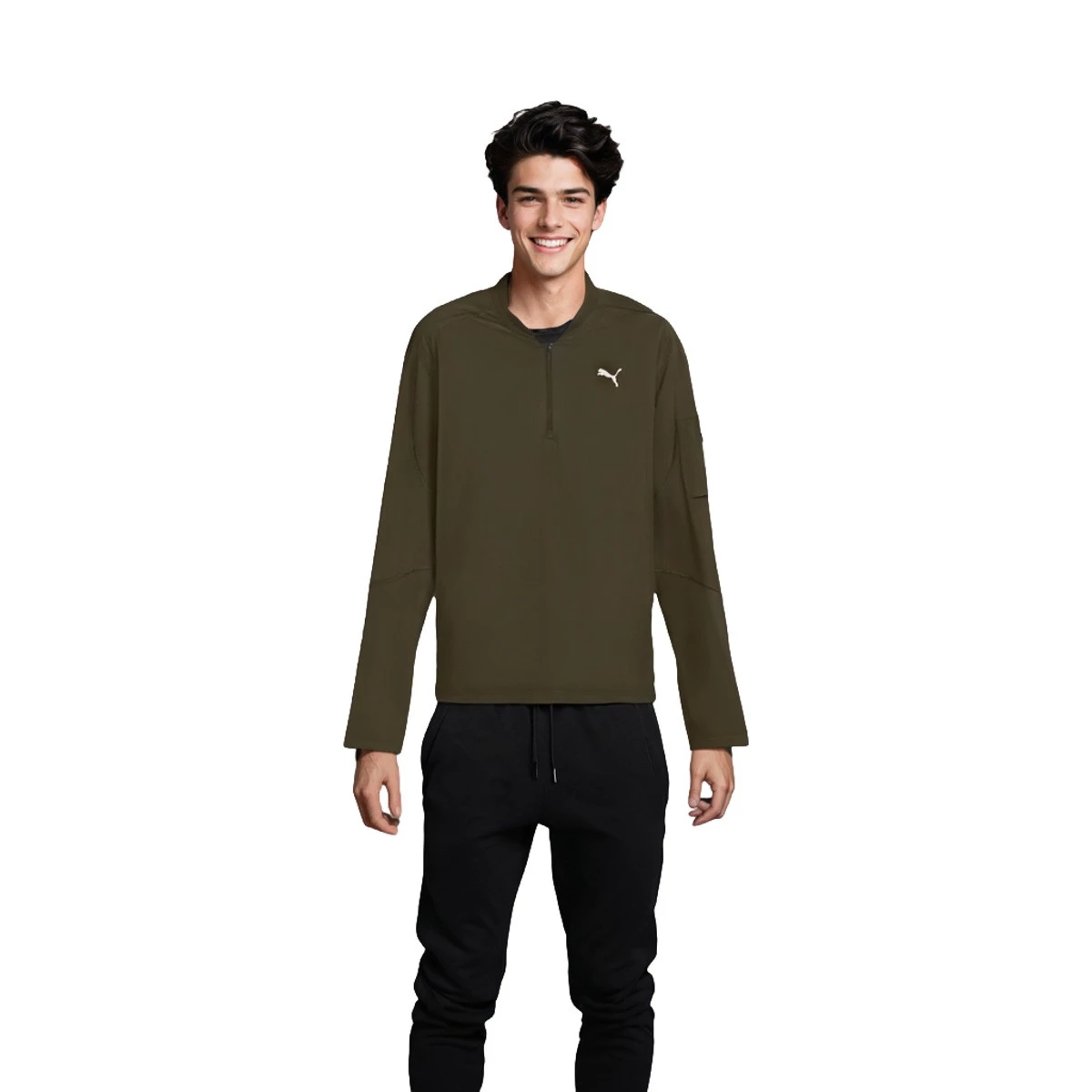 Sweatshirt Puma Puma Flex 1/4 Zip Dark Olive - Fútbol Emotion