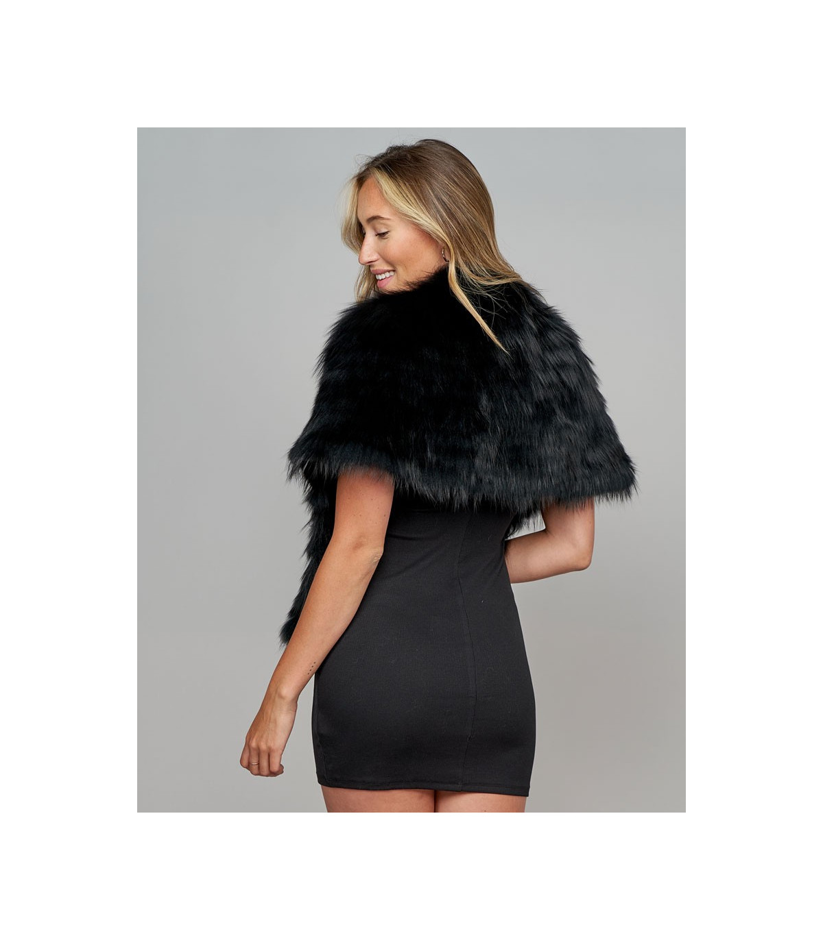 Treasure Knit Fox Fur Stole in Black: FurHatWorld.com