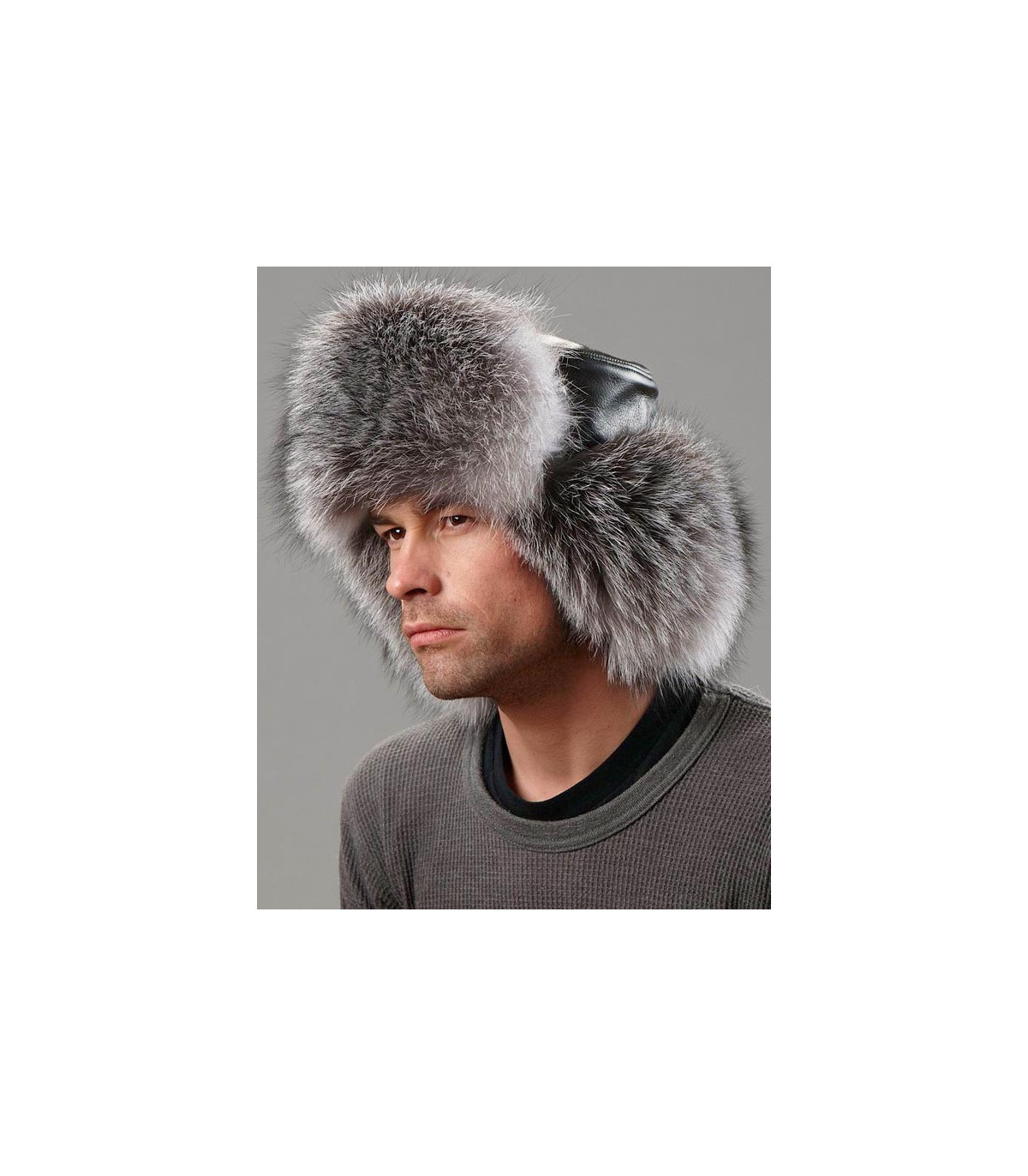 The Silver Fox Fur Russian Trooper Hat for Men: FurHatWorld.com