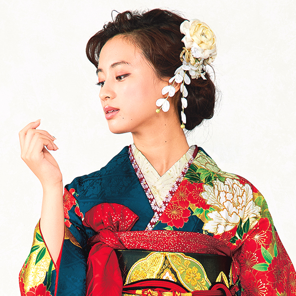 大人派手系半衿通販 松刺繍 白/ゴールド/シルバー｜成⼈式の振袖ネット