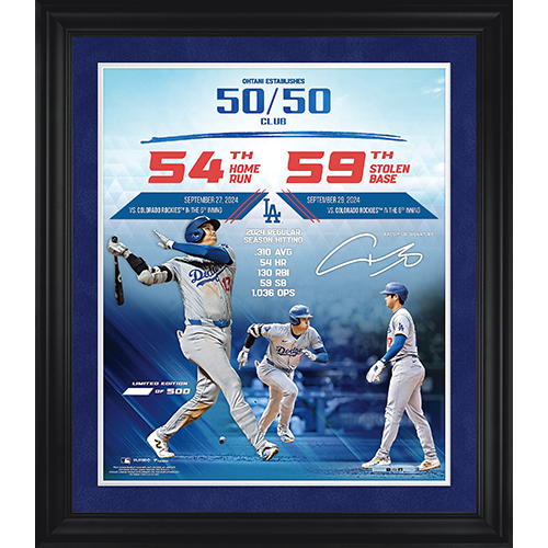 MLB™ 2024 大谷翔平54本塁打59盗塁達成公式プリントサイン入り記念