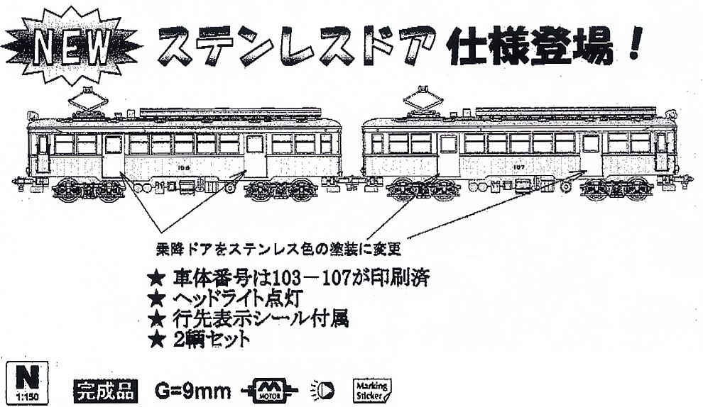 箱根登山鉄道 モハ1形 “ステンレスドア仕様” (2両セット) (鉄道模型