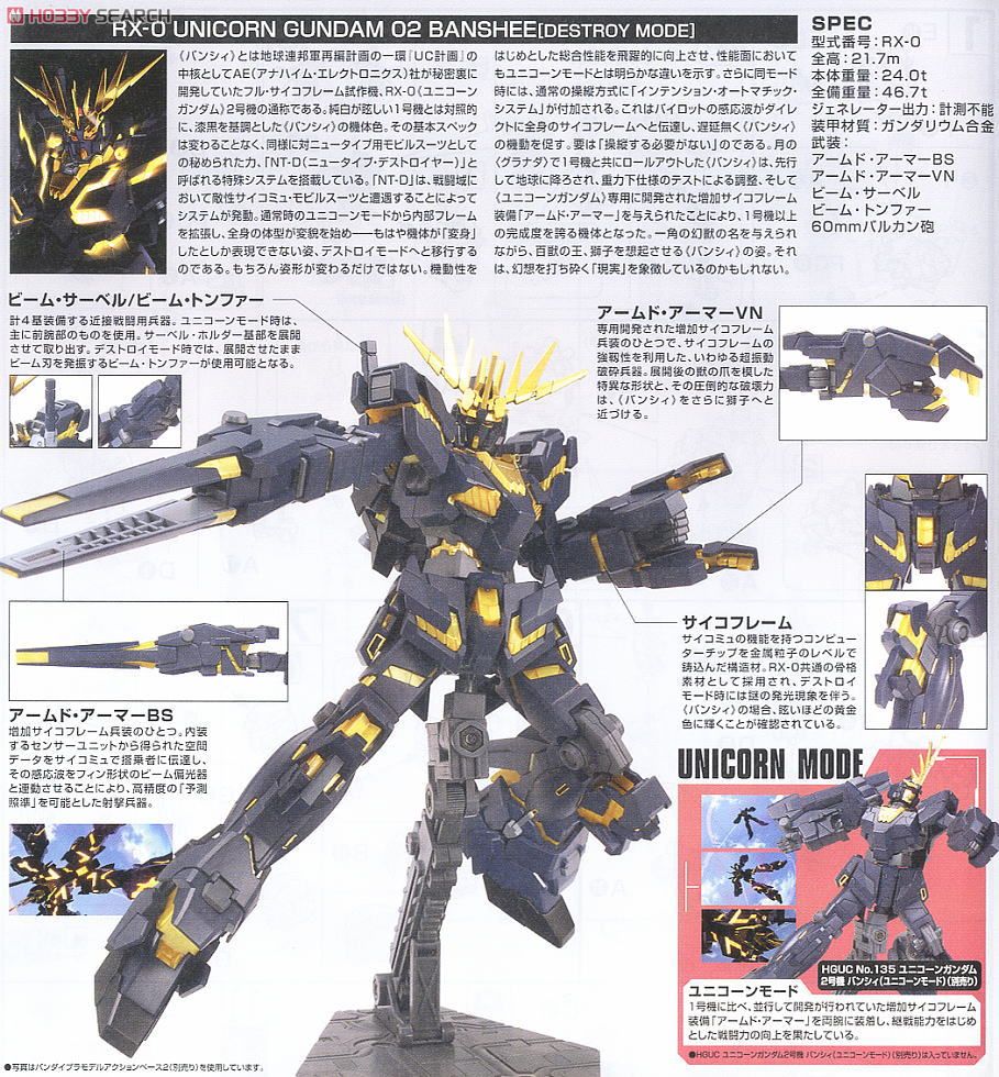 ユニコーンガンダム 2号機 バンシィ (デストロイモード) (HGUC