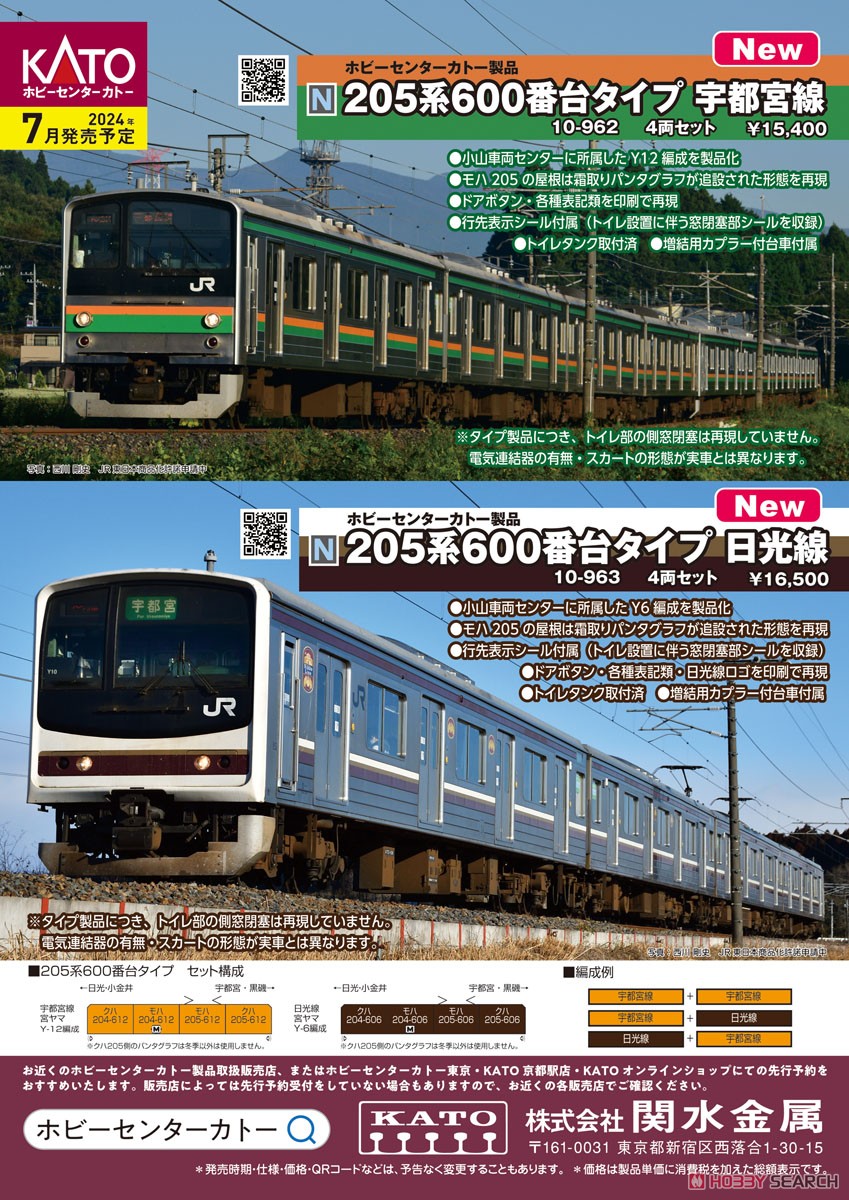 205系600番台タイプ 日光線 4両セット (4両セット) (鉄道模型