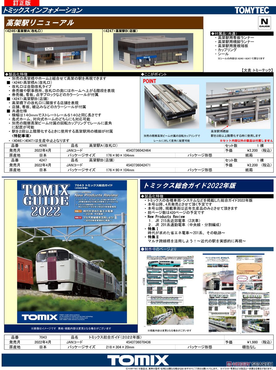 鉄道模型 TOMIX Overhead Railway Station Set 4102 鉄道模型 TOMIX