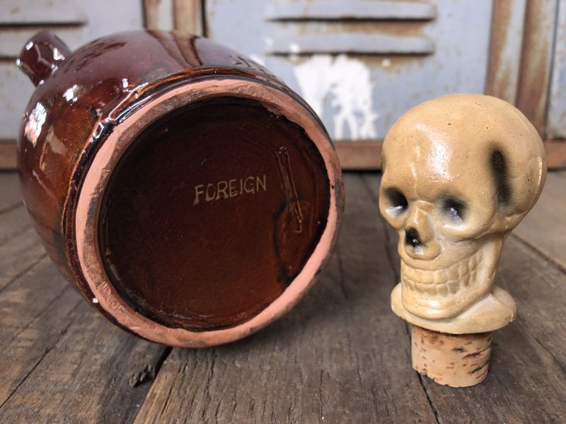 50s Vintage JAPAN Skull Poison Bottle Decanter (B275) - 2000toys