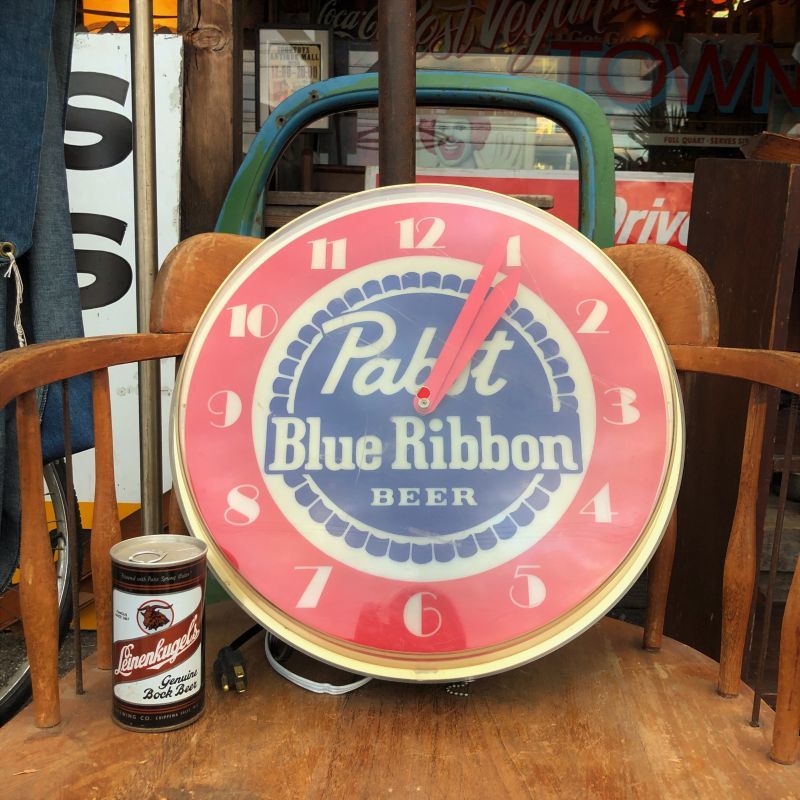 Vintage Pabst Blue Ribbon Beer Lighted Clock Sign (T609