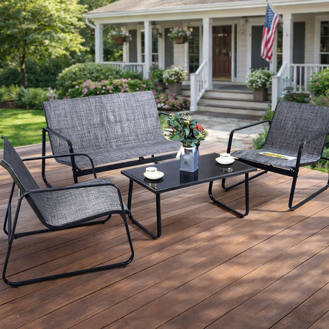 Kozyard 4-Piece Outdoor Patio Furniture Set with Textilene Chairs