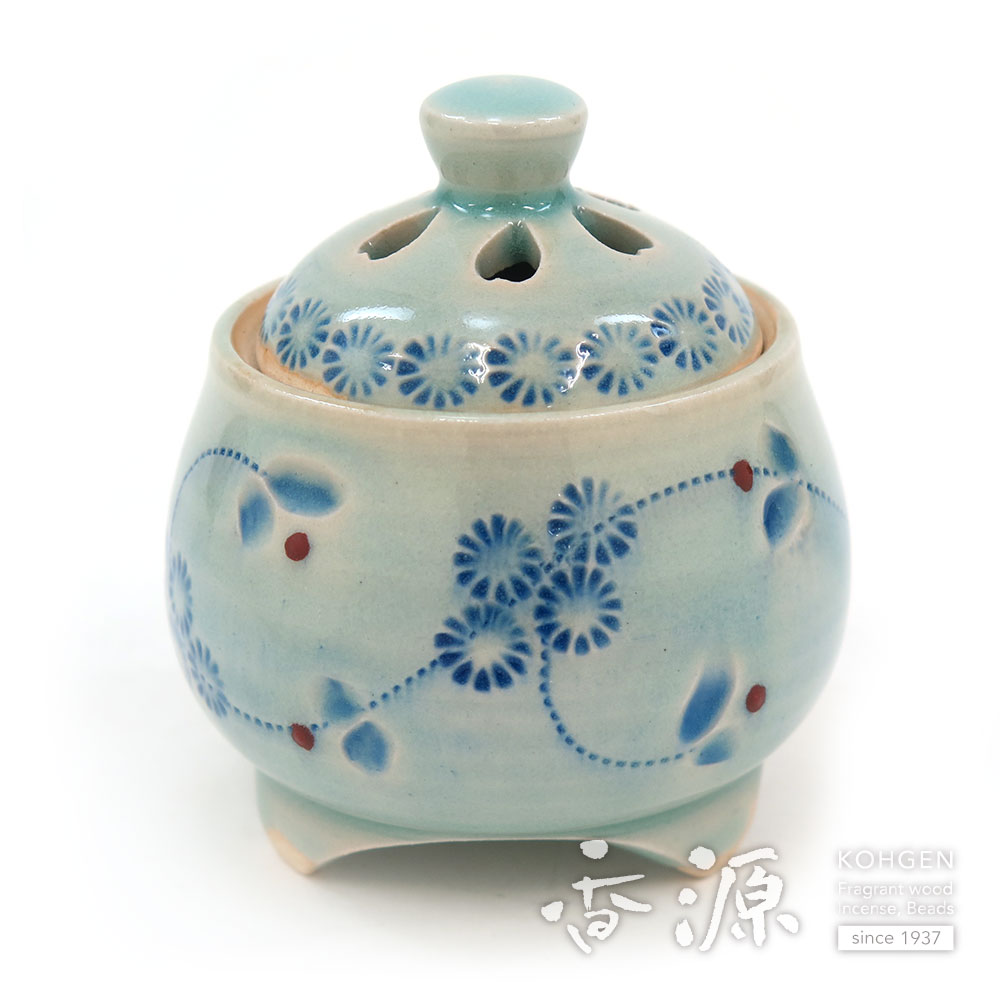 京焼 香炉 青磁釉 唐草彫の通販 - お香専門店香源
