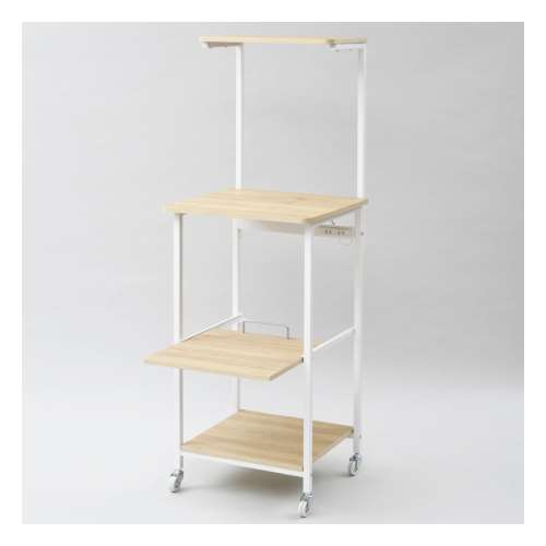 レンジラック ハイトルレオ ホワイト/ナチュラル 約幅48X奥行47X高さ