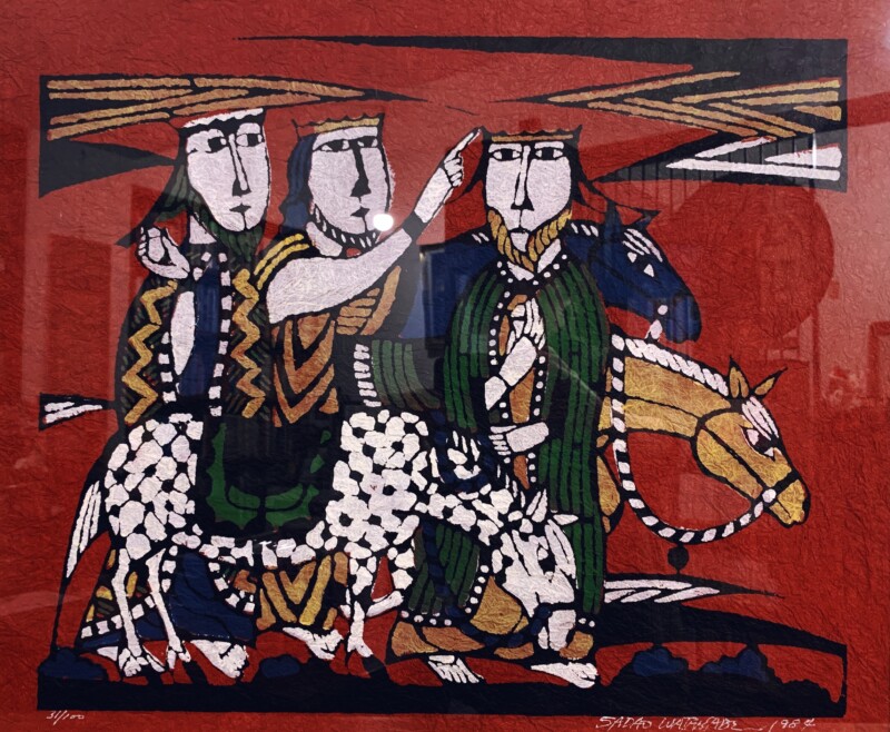 渡辺禎雄型染版画『エルサレム入城』 ｜ 工芸・民芸・版画 | 古本