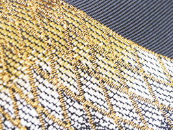 雲林綴」網干模様八寸名古屋帯 祥園製(k34076hd) 帯紹介