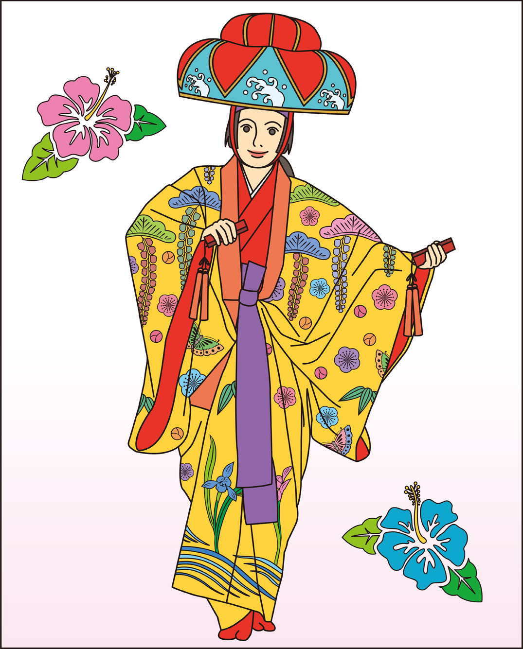 高齢者レク素材 琉球踊り/沖縄県｜回想塗り絵｜介護レク広場～レク素材