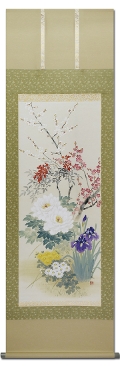 牡丹 出口華凰（尺八横）肉筆！ 花鳥画 - 掛け軸（掛軸）販売通販なら