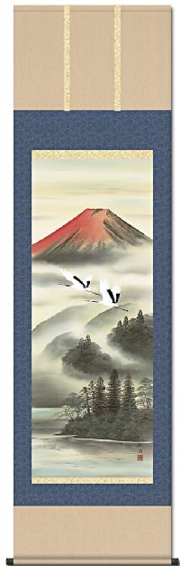 彩色山水 赤富士飛翔 宇田川彩悠 （悠創会）尺五【大特価】 日本製