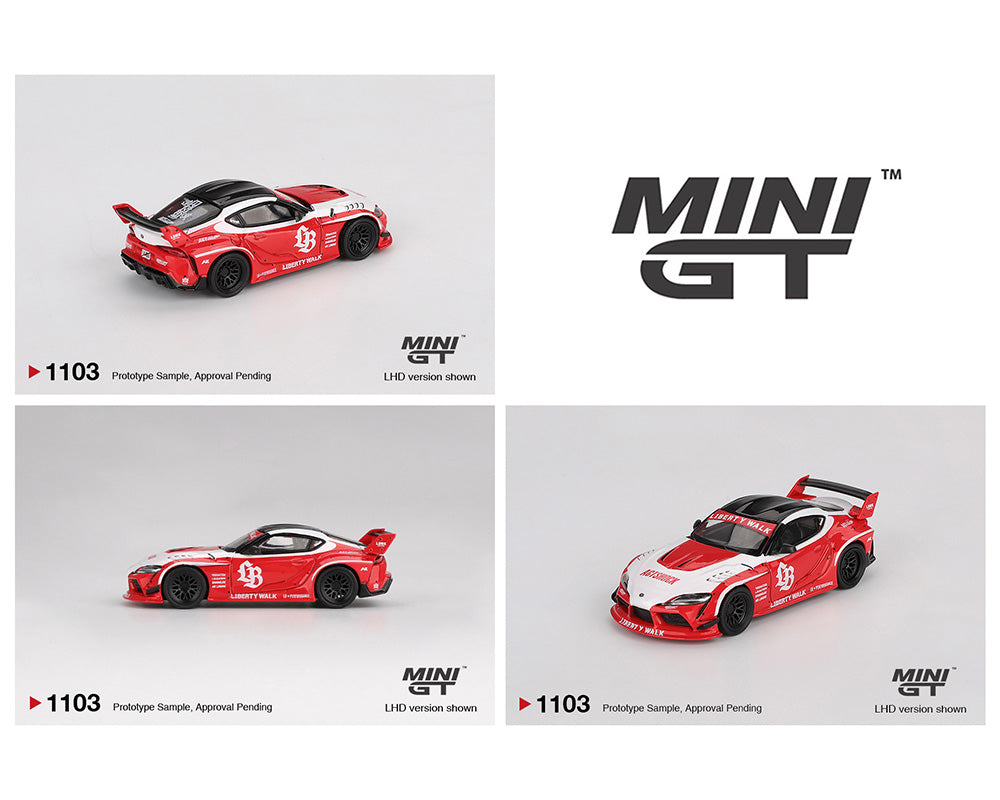 PRE-ORDER Toyota GR Supra – Red/White LB☆WORKS (Mini GT) Diecast