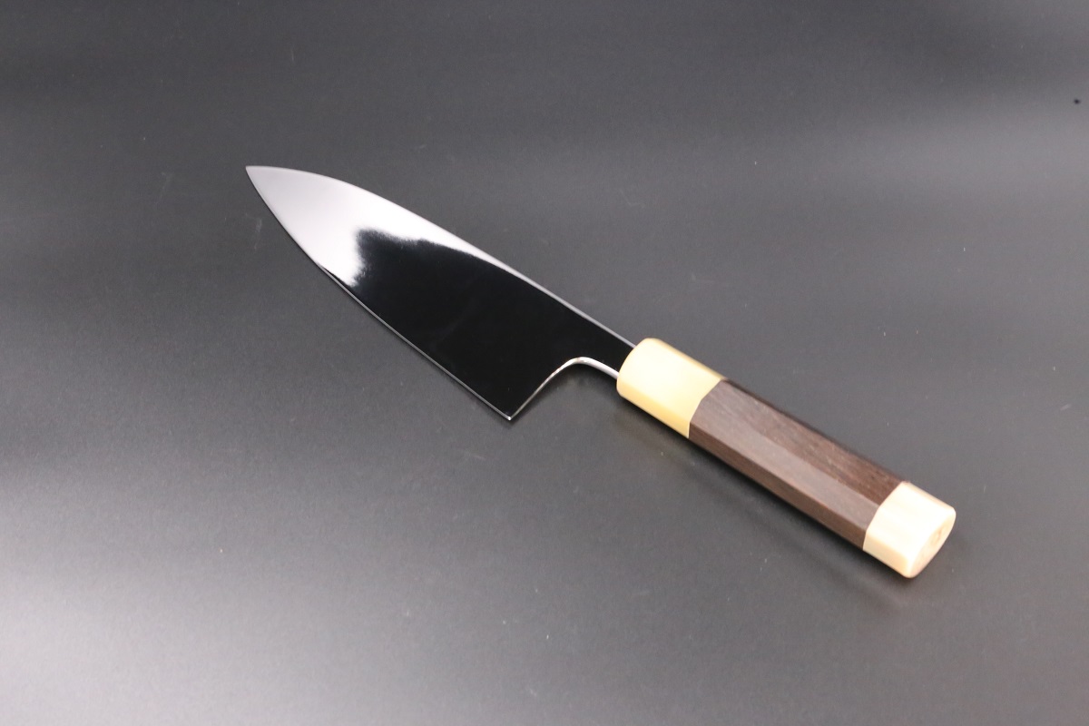 本焼 V金10号鋼 切付 牛刀 27cm 9寸 包丁 右片刃 鏡面 黒檀八角柄 本