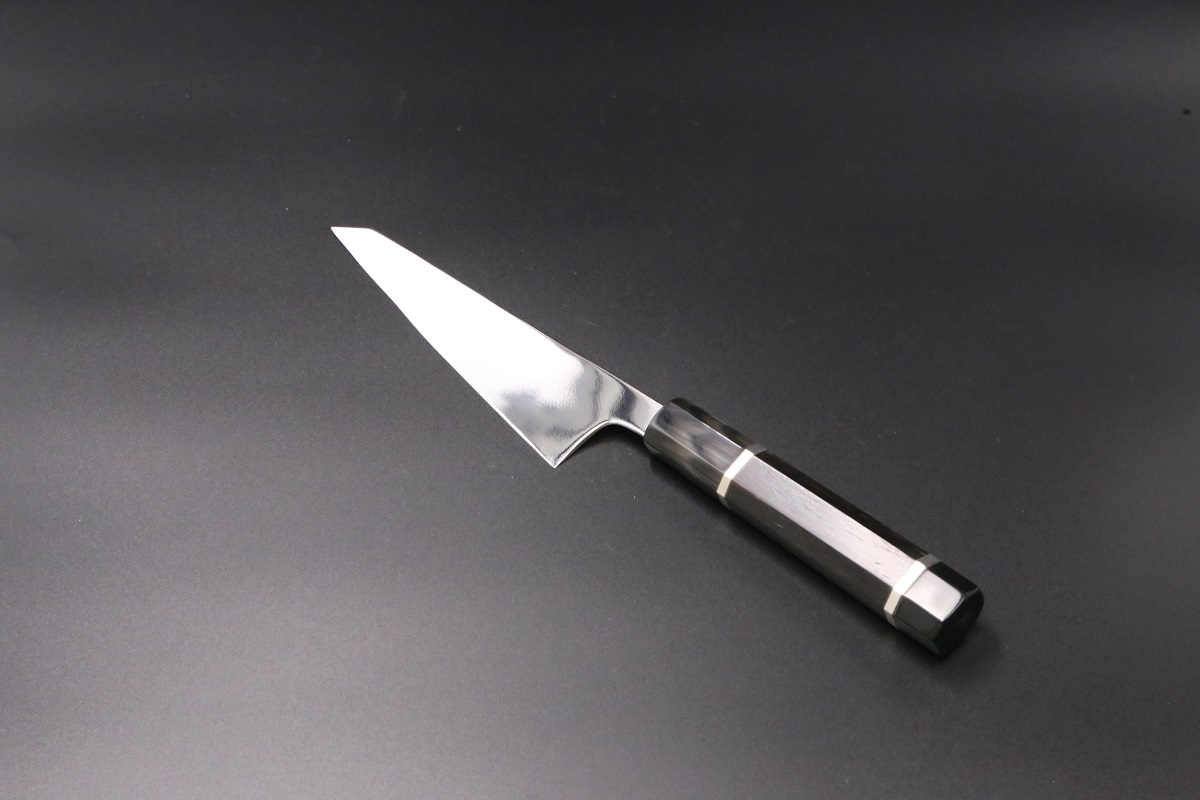 骨スキ V金10号 150mm 全鋼本焼 全鏡面 黒檀柄-歌舞伎ナイフ