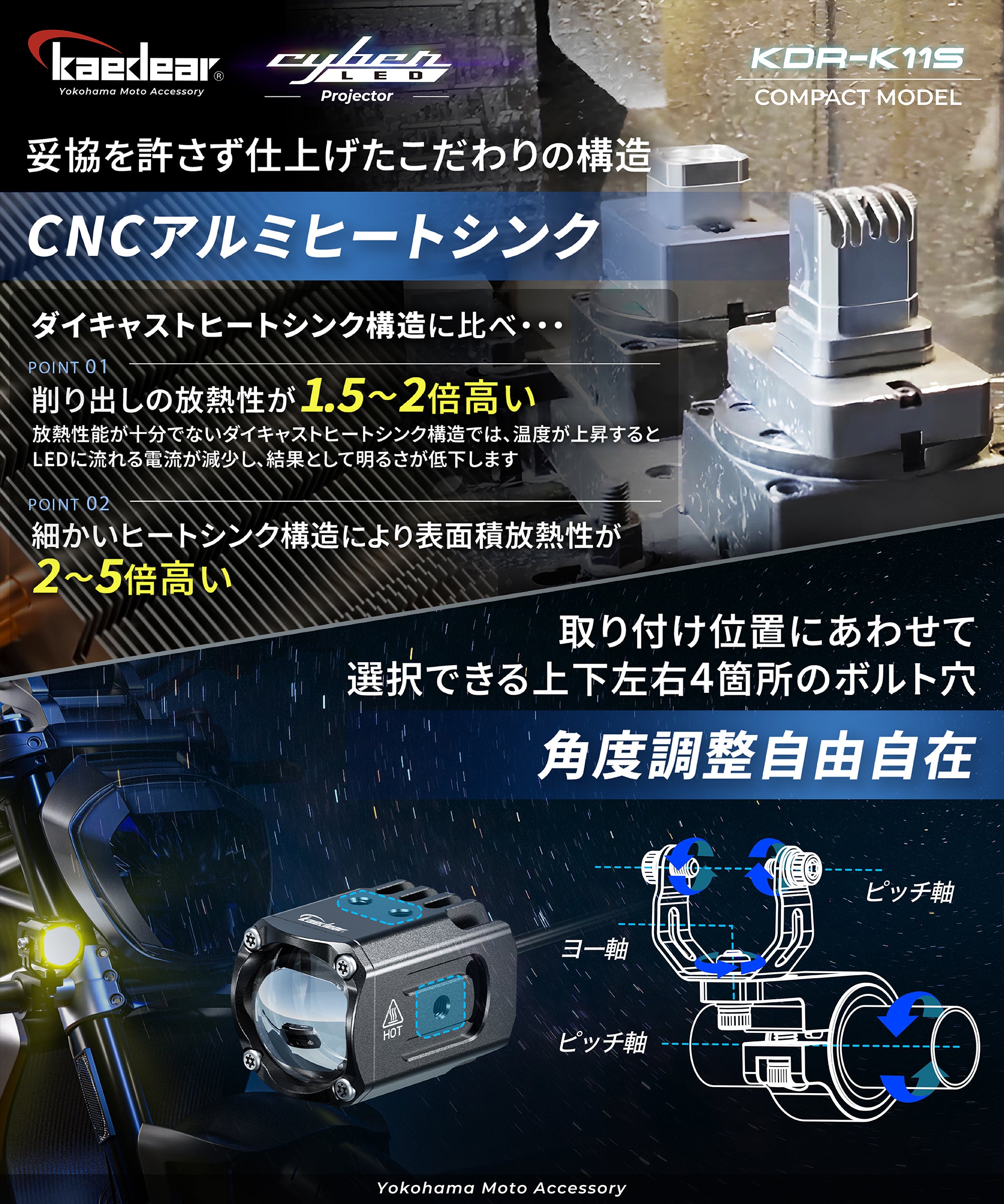 Kaedear(カエディア) Cyber LED プロジェクター ライト KDR-K11S-W10