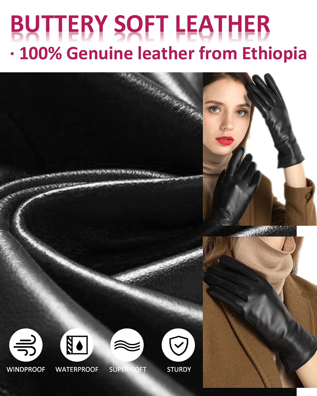 FEIQIAOSH Winter Leather Gloves for Women – Kinzd