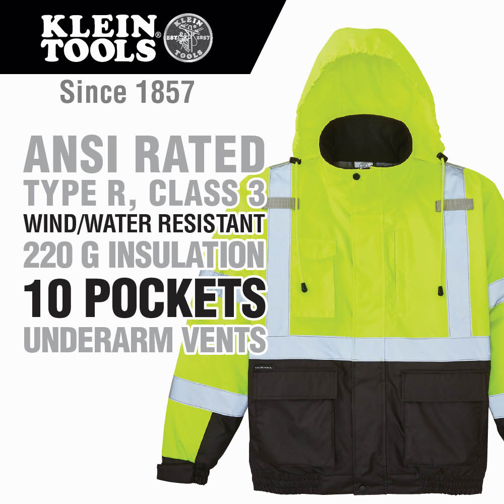 High-Visibility Winter Bomber Jacket, XL - 60380 | Klein Tools