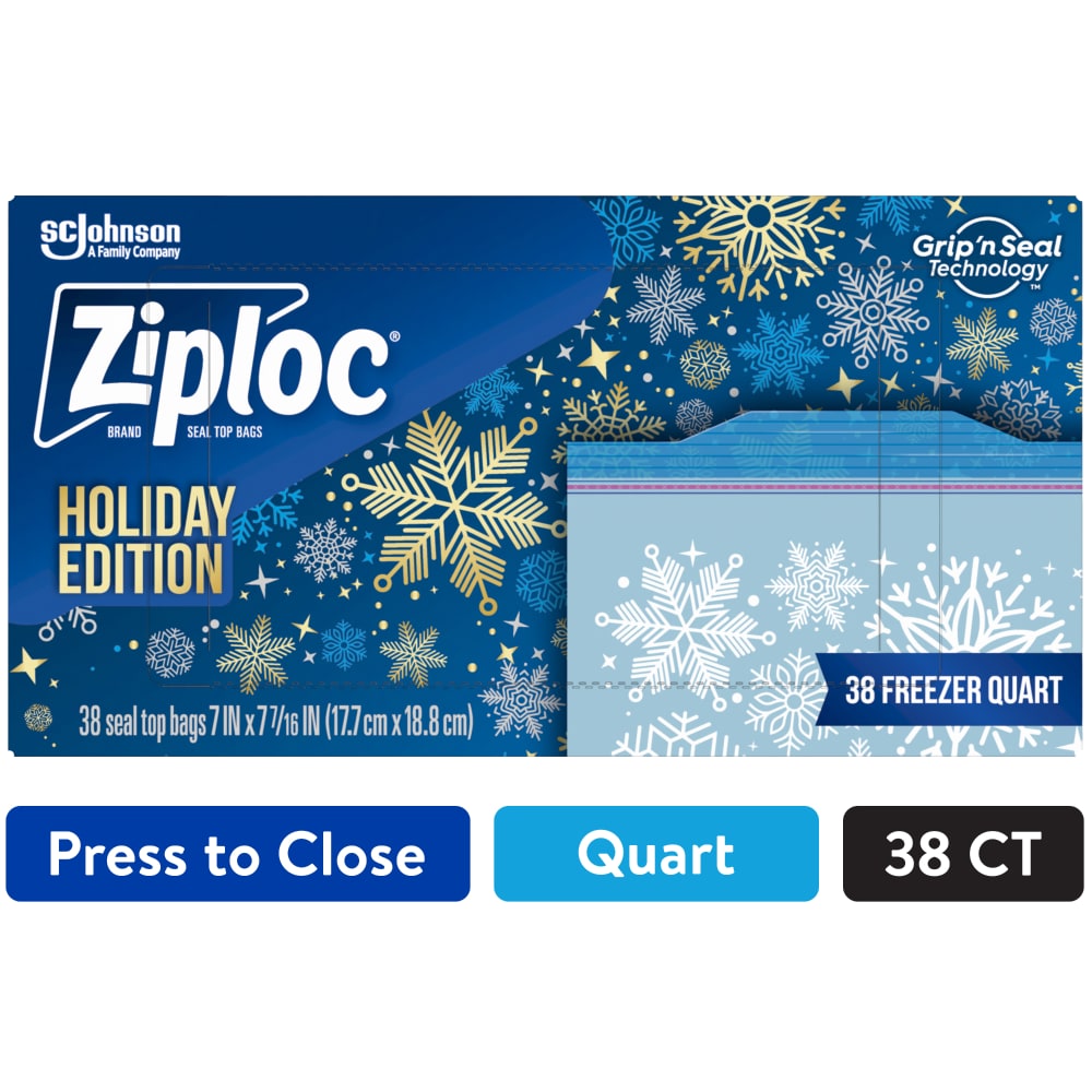 Ziploc Brand Freezer Quart Bags with Grip 'n Seal Technology, 38