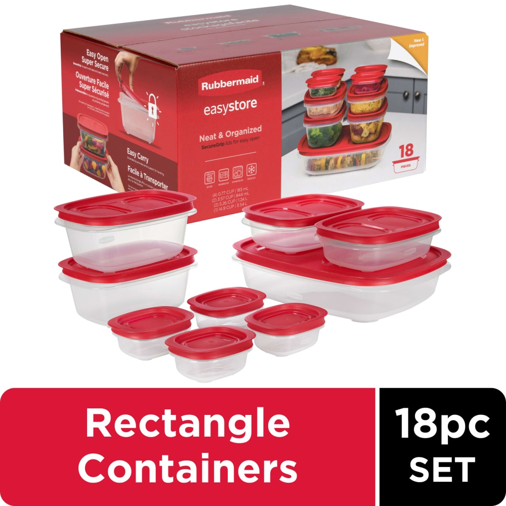 Rubbermaid EasyStore Large Containers with Lids, 18-Piece Set, 18