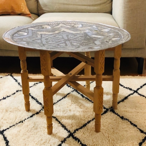 GADAN モロッコ家具 テーブル「アンティークトレイテーブル Φ65 cm