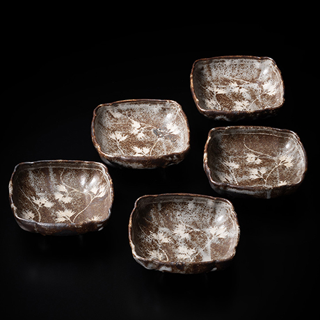 No.14 鼡志野向付 / A set of 5 deep bowls, Nezumi-shino | しぶや