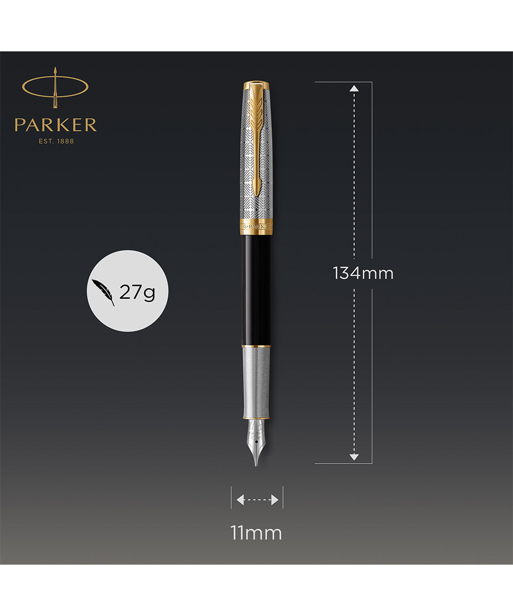 Parker Sonnet Fountain Pen - Premium Metal & Black Lacquer | The