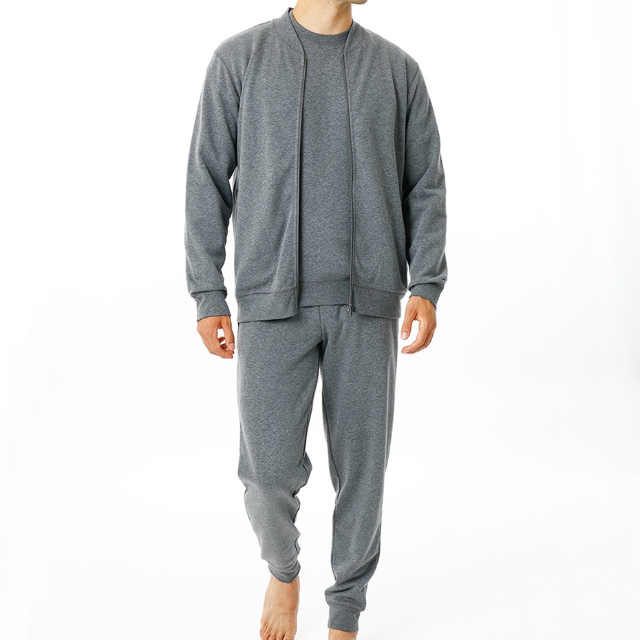 ブラッシュドフリース ジップアップジャケット ヘザーチャコール