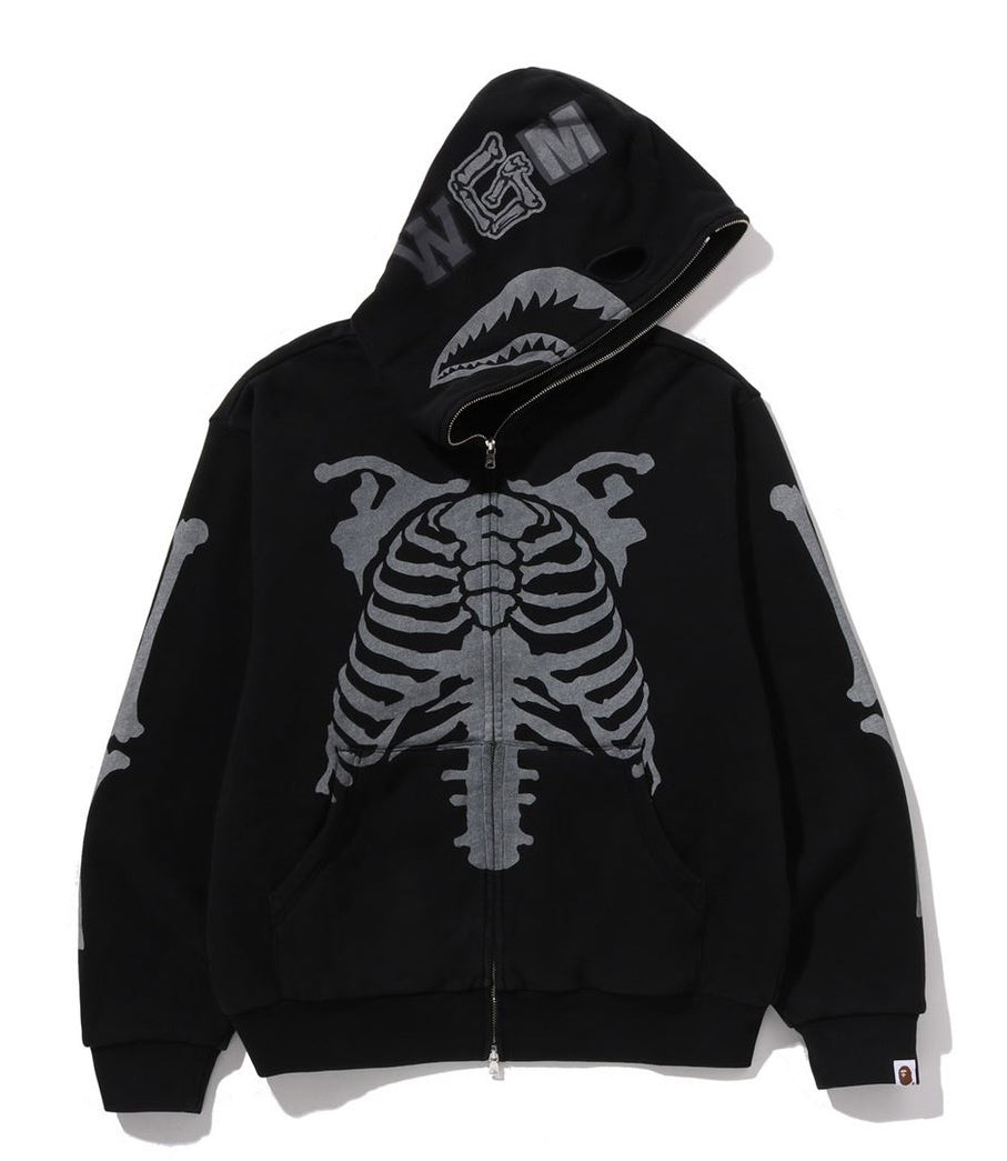 A BATHING APE SKELETON SHARK HEAVY WASHED CROPPED FIT FULL ZIP