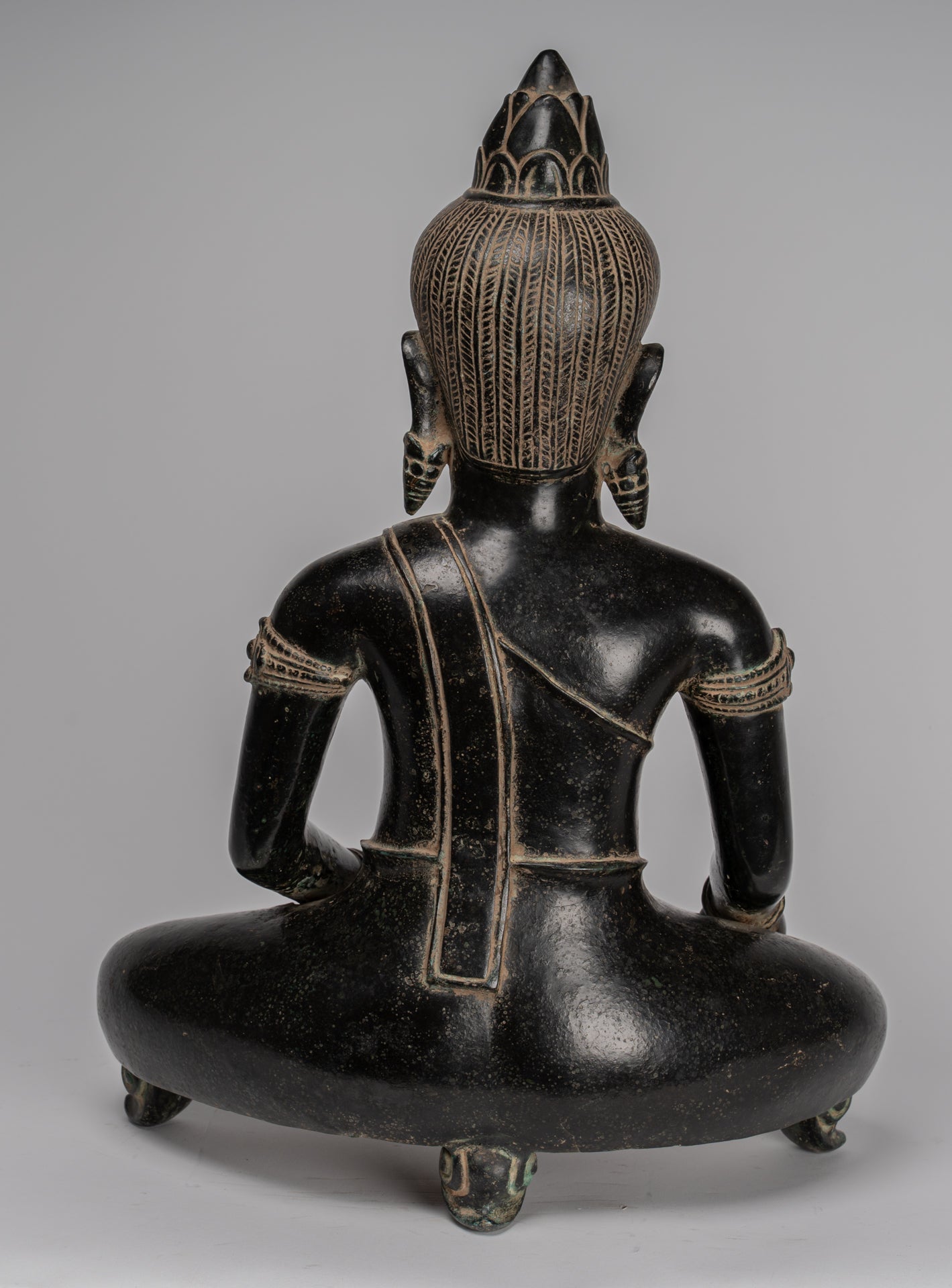 Buddha Statue - Antique Khmer Style Bronze Enlightenment Bayon