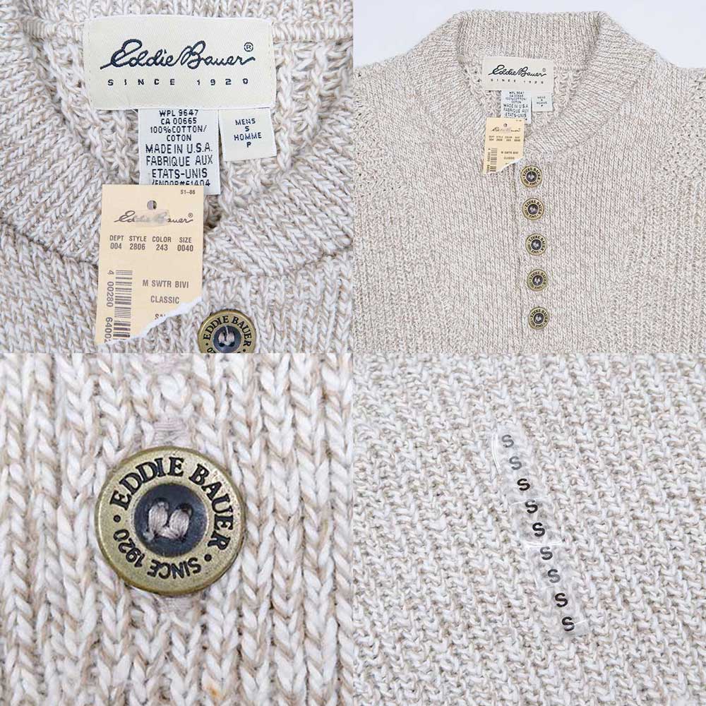 90's Eddie Bauer ヘンリーネック コットンニット 