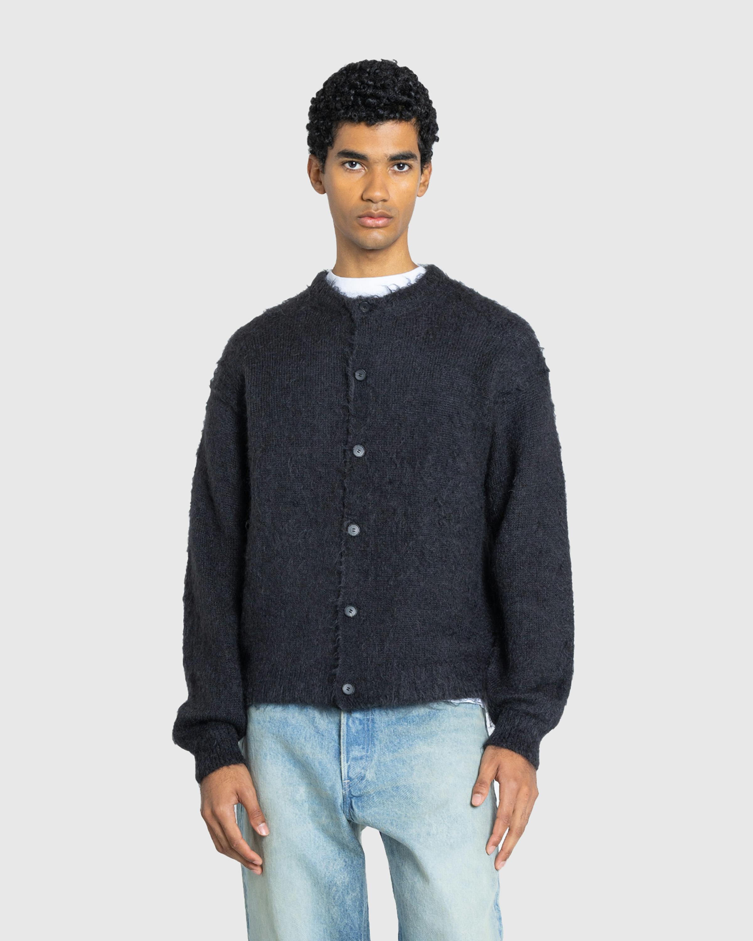 Auralee – Brushed Super Kid Mohair Knit Cardigan Ink Black