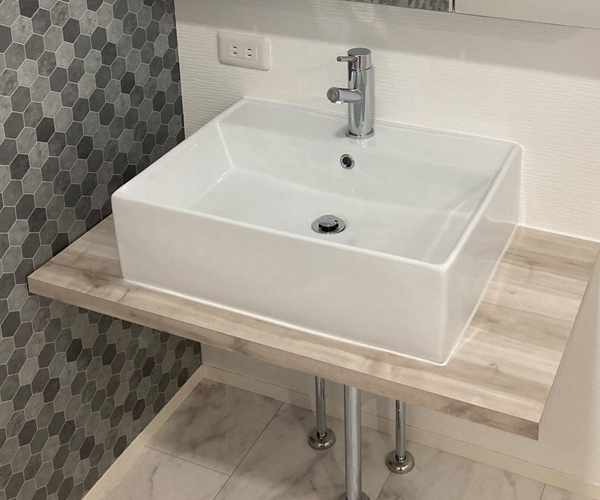 スクエア洗面器 | おしゃれな洗面ボウル | LLC-B-262 | パーツ込み